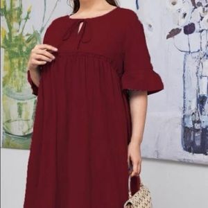 Long ruffled red dress